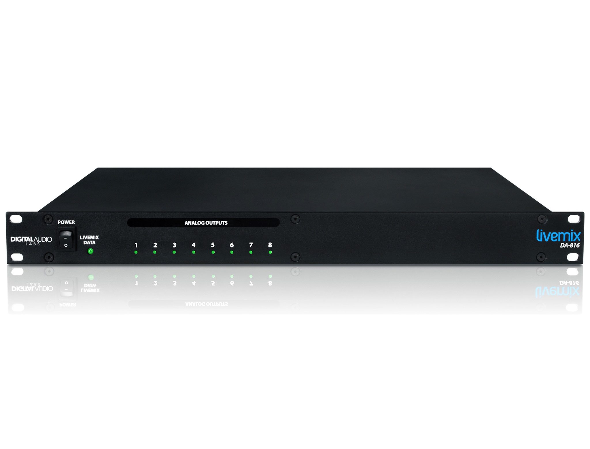Livemix DA-816 analog output unit for wireless in-ear monitor systems 