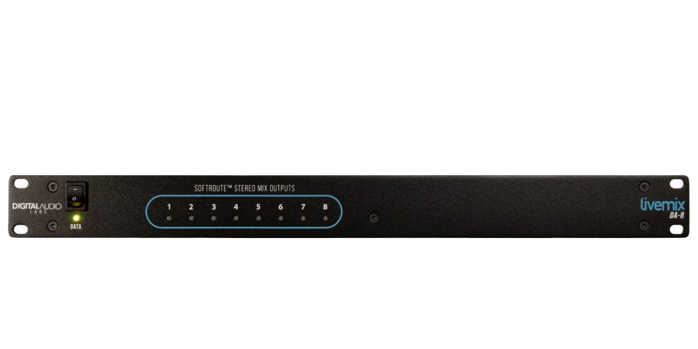 Livemix Pro DA-8 analog output for wireless iem systems front panel