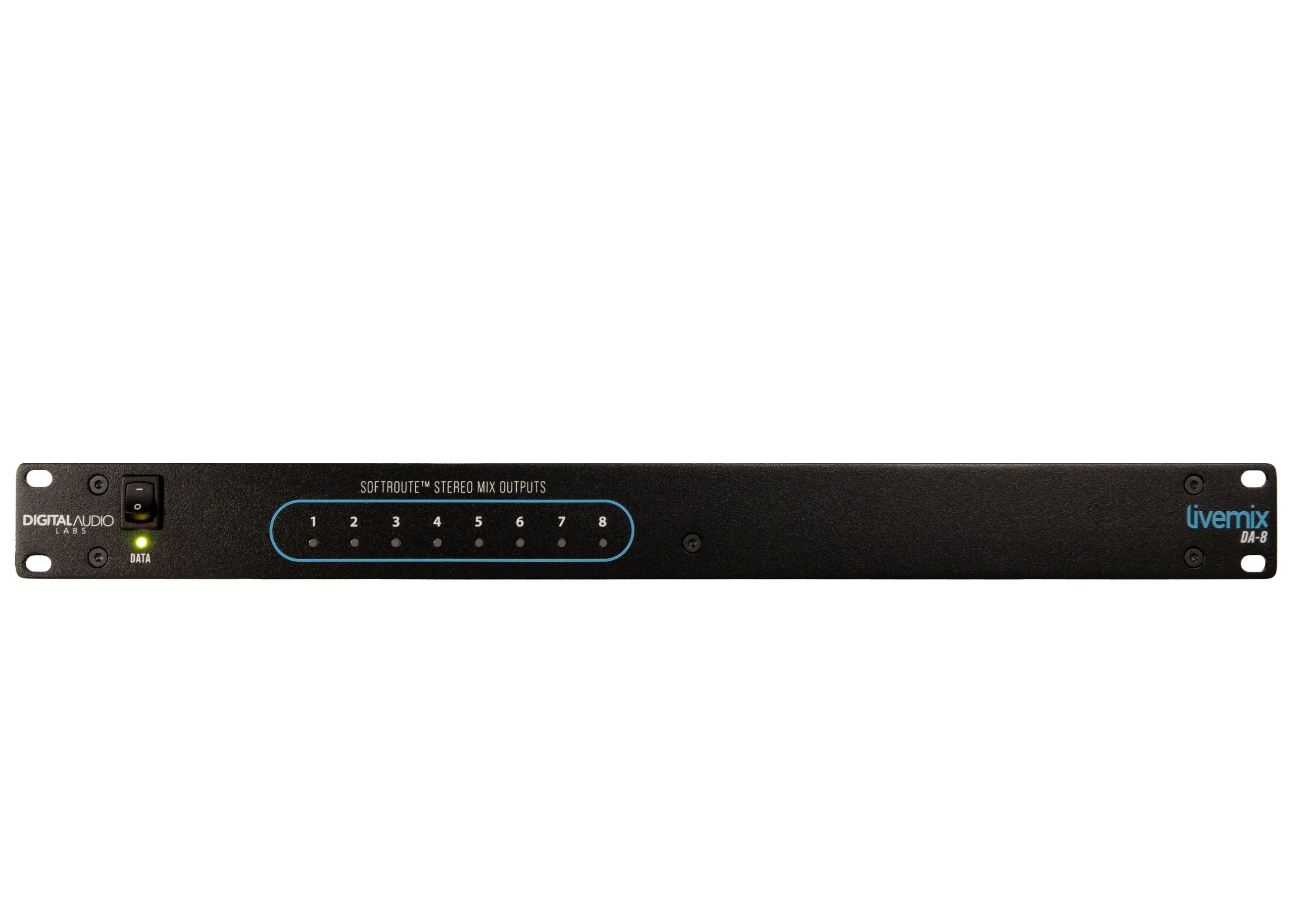 Livemix Pro DA-8 analog output for wireless iem systems front panel