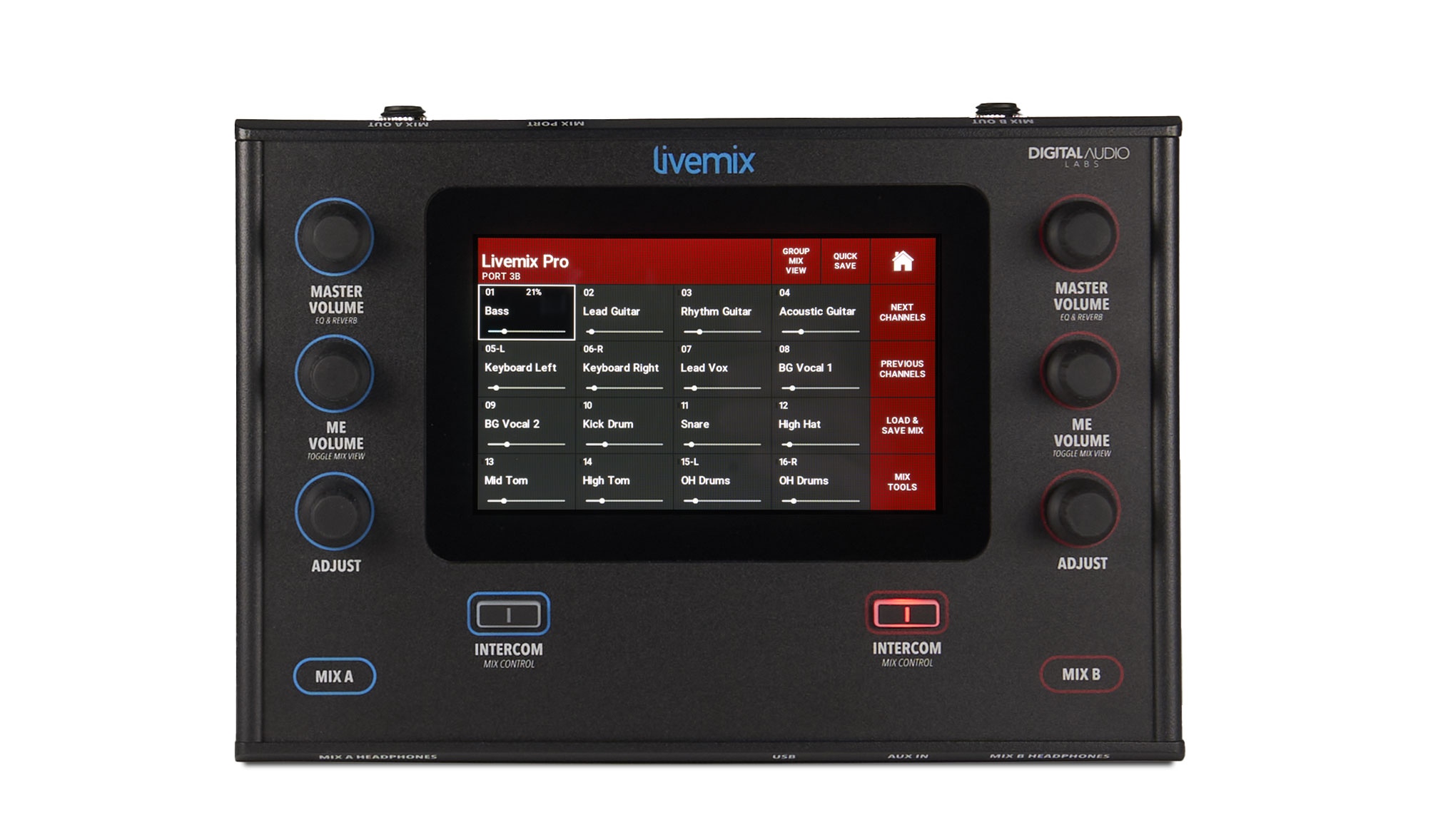 Livemix PRO DUO  personal mixer top red side mix