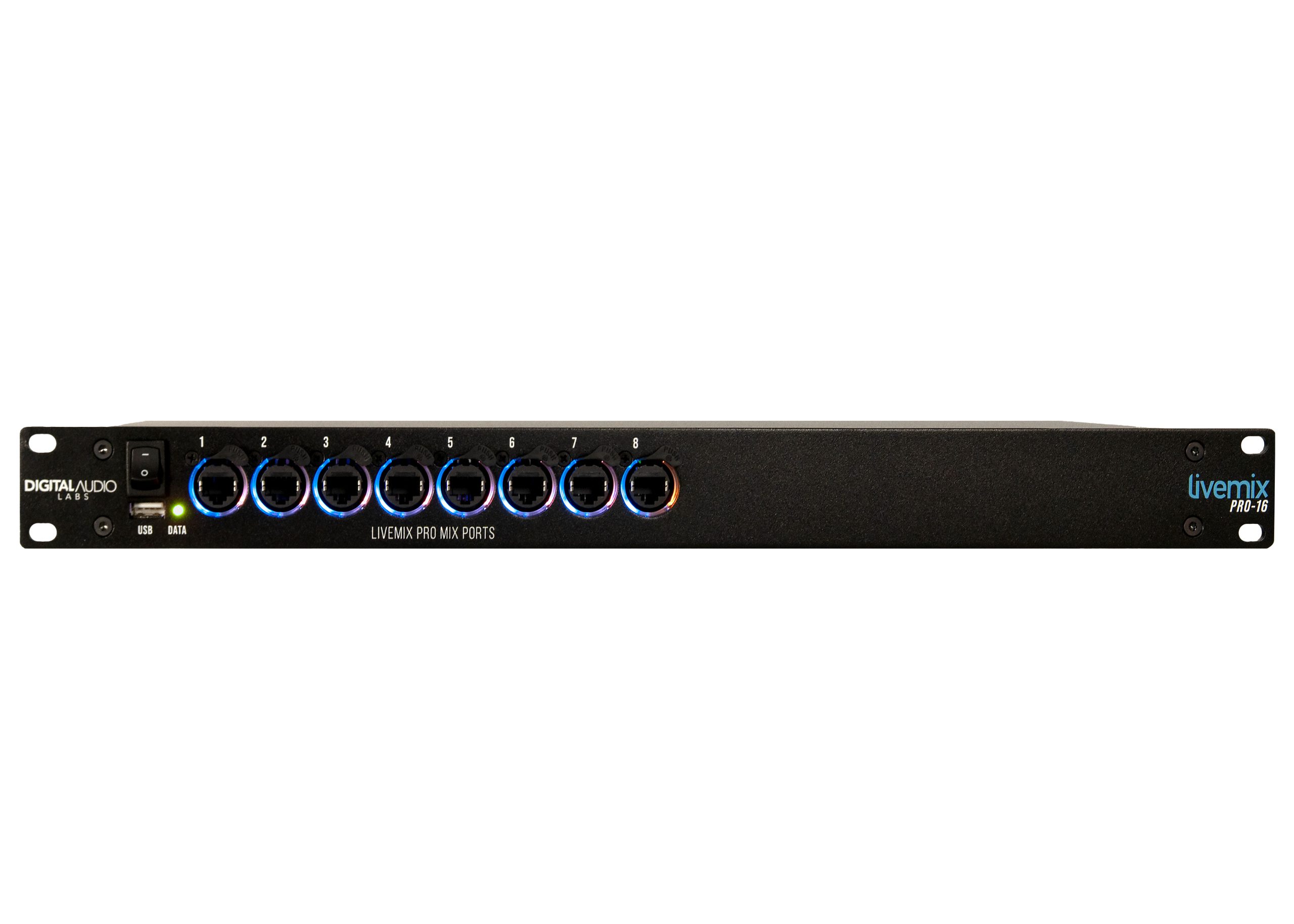 Livemix Pro-16 - personal monitor system distributor front panel power on