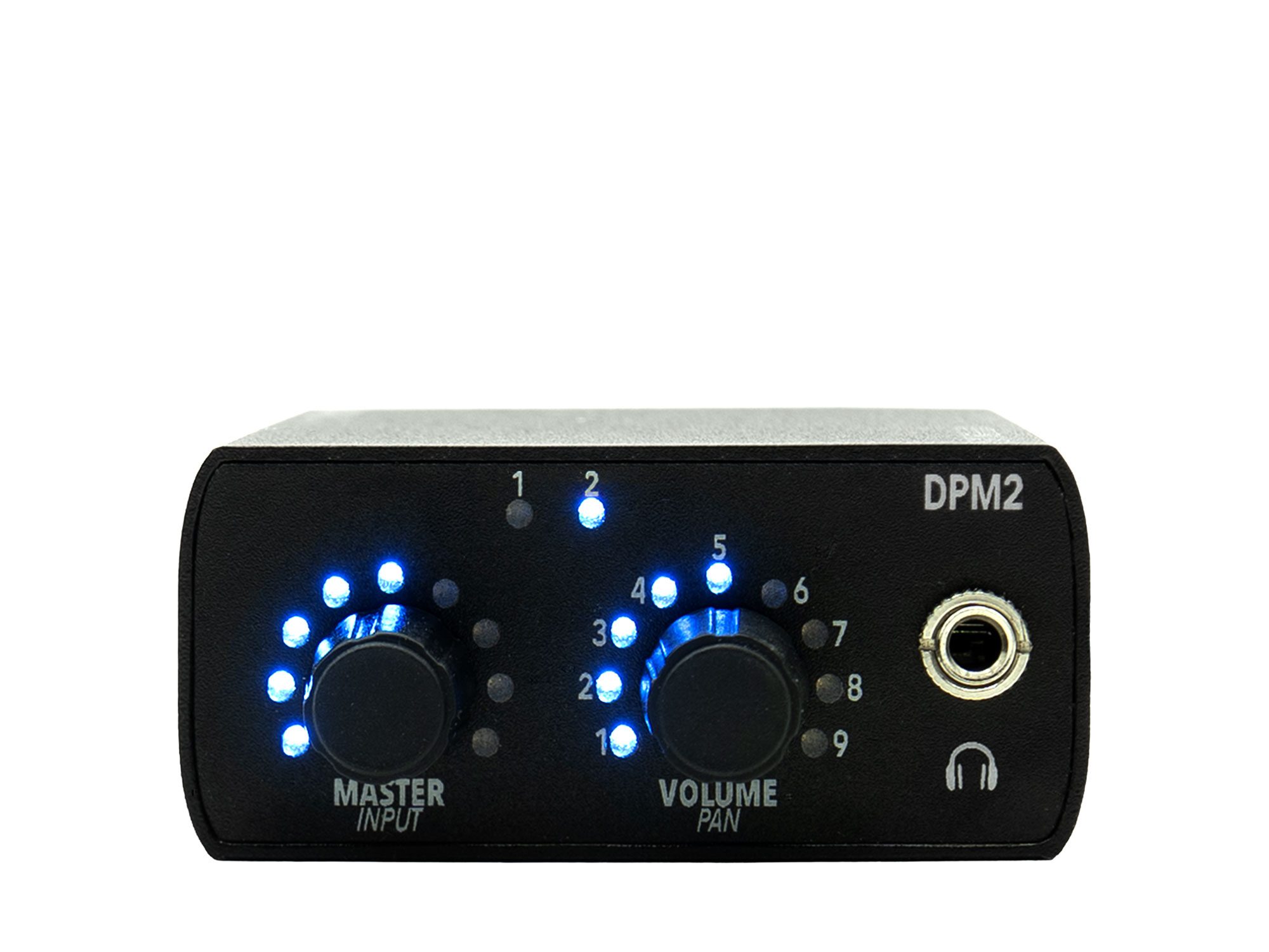 DPM2 Dante Personal Mixer from Digital Audio Labs for Live sound, broadcast and personal mixing - 2 channel mixer front